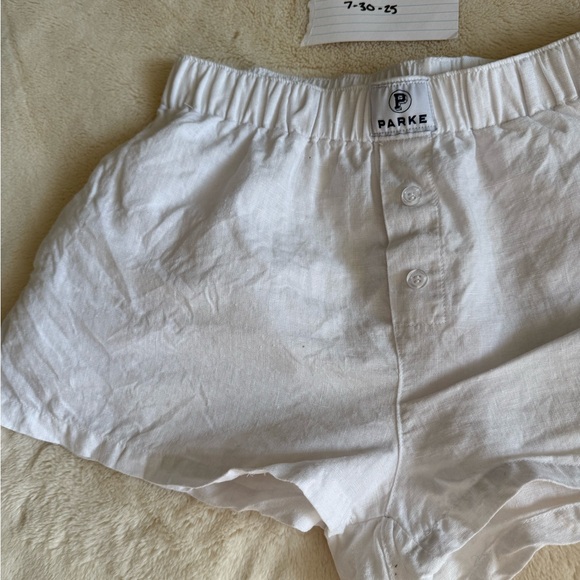 Parke White Linen Boxer Shorts - Picture 4 of 6